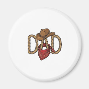 Cowboy Dad Rope Hat Bandanna Vintage Engraving Des Magnet