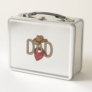 Cowboy Dad Rope Hat Bandanna Vintage Engraving Des Metal Lunch Box
