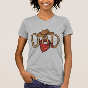 Cowboy Dad Rope Hat Bandanna Vintage Engraving Des T-Shirt