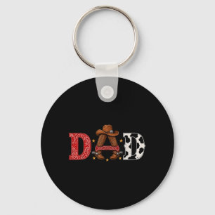 Cowboy Dad Western Themed Rodeo Kids Birthday Key Ring