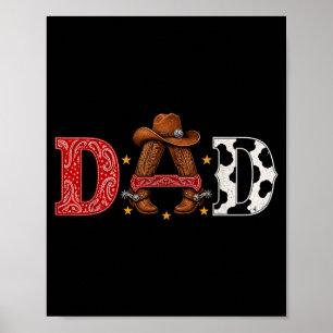 Cowboy Dad Western Themed Rodeo Kids Birthday Poster