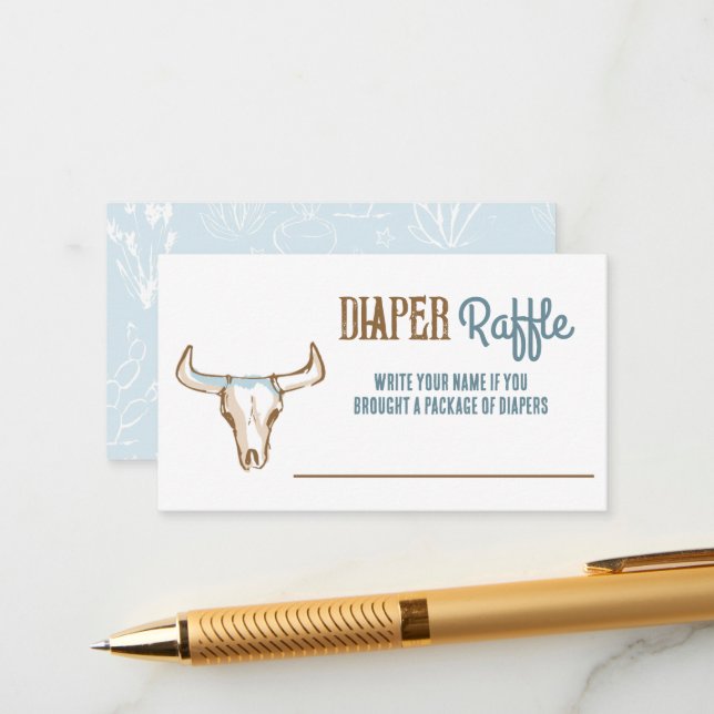 Cowboy Desert Diaper Raffle Entry Card (Front/Back In Situ)