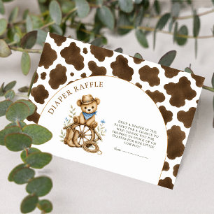 Cowboy Diaper Raffle Ticket Cow Print Baby Shower Enclosure Card