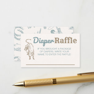 Cowboy Diaper Raffle Ticket Entry Card