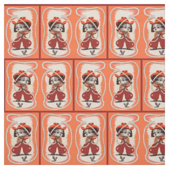 cowboy dog print fabric (Swatch)