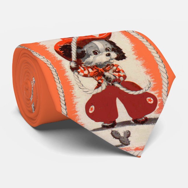 cowboy dog print  tie (Rolled)