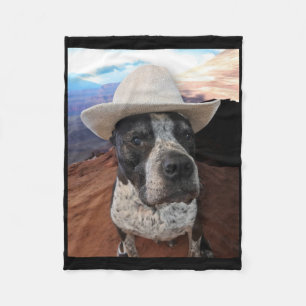Cowboy Dog Sticker  Fleece Blanket