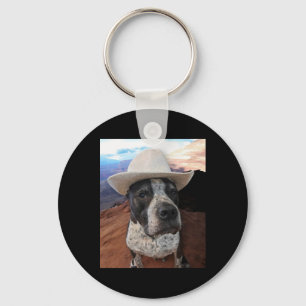Cowboy Dog Sticker Key Ring