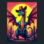 Cowboy Dragon Showdown – Funny Pop Art Fantasy Poster<br><div class="desc">This poster tells the story of Sheriff Sparky, a fierce dragon with a comical side. The tiny, star-adorned cowboy hat on his massive head is the key—it's the hilariously small detail that transforms a mythical beast into the lawman of a fantastical Wild West. The art is special because it brilliantly...</div>