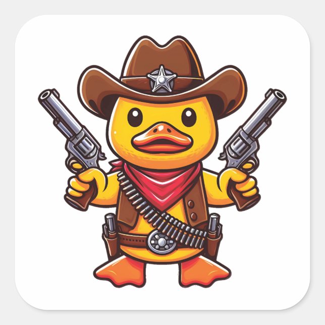 Cowboy Duck Sheriff Square Sticker (Front)