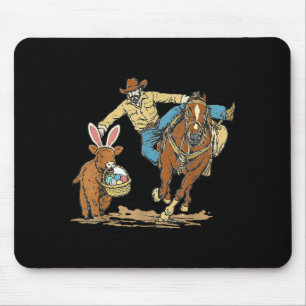 Cowboy Easter Bunny Rodeo Funny Western Spring Men Mouse Pad