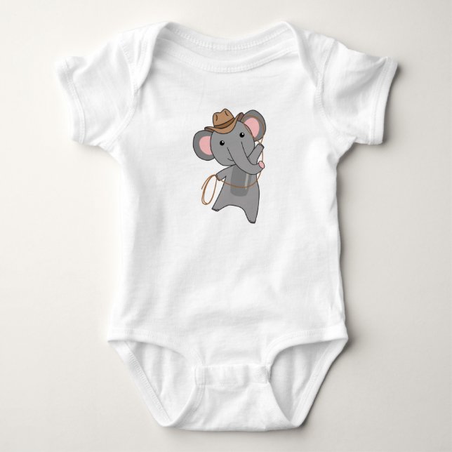 Cowboy Elephant Elephant Safari Lasso Western Baby Bodysuit (Front)