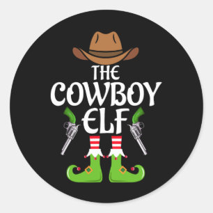 Cowboy Elf Matching Family Group Christmas Party X Classic Round Sticker