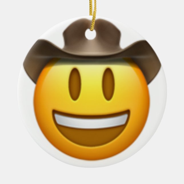 Cowboy emoji face ceramic tree decoration (Front)