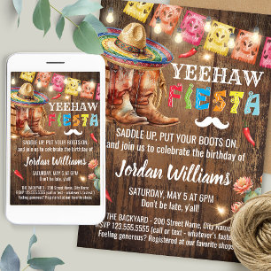 Cowboy Fiesta Birthday Western Country  Invitation