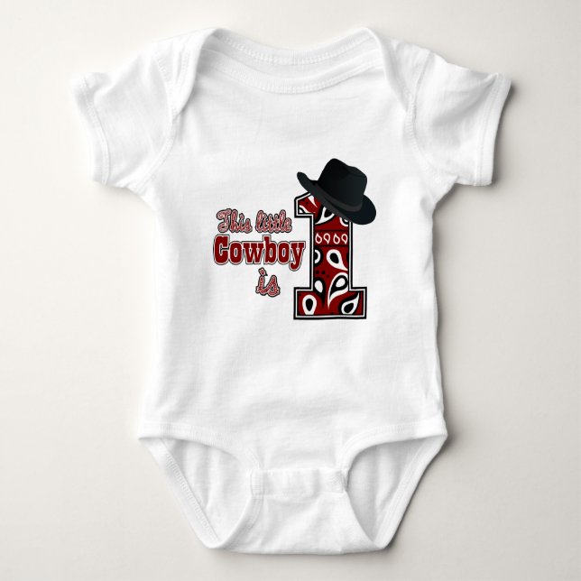 Cowboy First Birthday Baby Bodysuit (Front)
