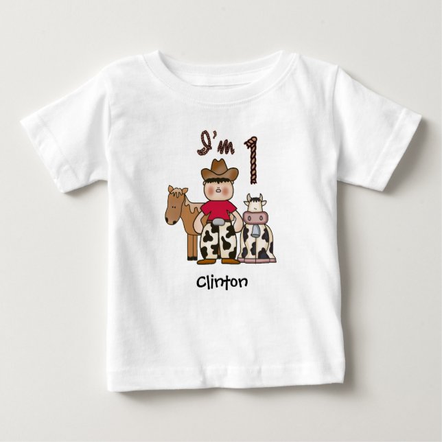 Cowboy  First Birthday Baby T-Shirt (Front)