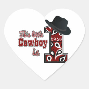 Cowboy First Birthday Heart Sticker