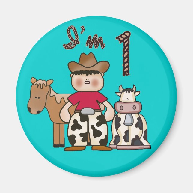 Cowboy  First Birthday Magnet (Front)