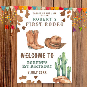 COWBOY first Birthday Party  Poster