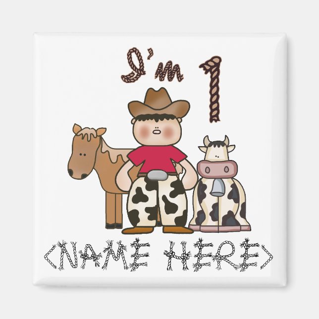 Cowboy First Birthday - Personalised - Customised  Magnet (Front)
