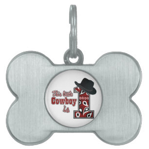Cowboy First Birthday Pet ID Tag