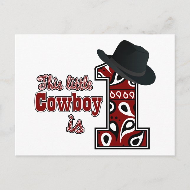 Cowboy First Birthday Postcard (Front)
