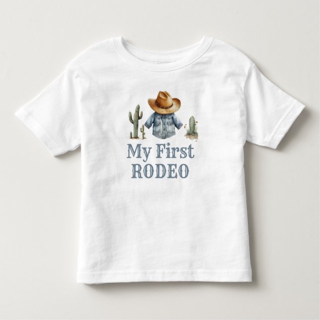 Cowboy First Rodeo Birthday Boy Toddler T-Shirt (Front)