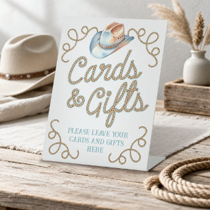 Cowboy First Rodeo Cards and Gifts Pedestal Sign