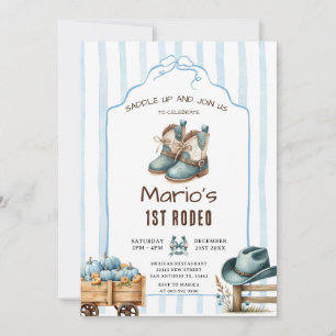 Cowboy First Rodeo Pumpkin Birthday  Invitation