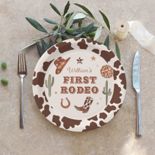 Cowboy First Rodeo Wild west Birthday party Paper Plate