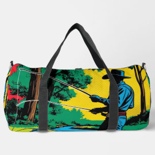 Cowboy Fisherman on Riverbank Duffle Bag