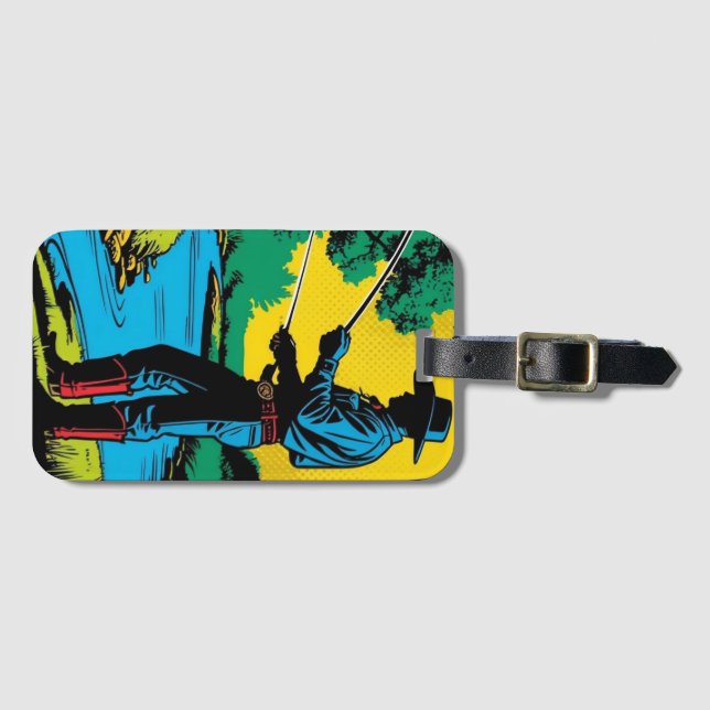 Cowboy Fisherman on Riverbank Luggage Tag (Front Horizontal)