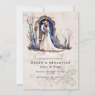 Cowboy Floral Western Wedding Rustic Wedding  Invitation