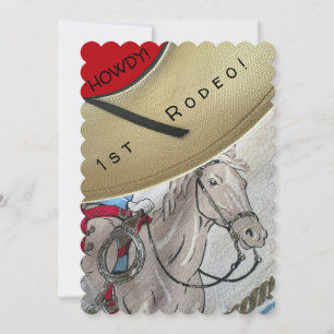 Cowboy for kids has hat & riding horse birthday invitation