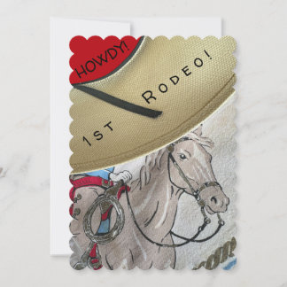 Cowboy for kids has hat & riding horse birthday invitation