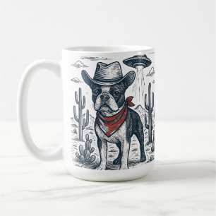 cowboy french bulldog vintage alien western coffee mug