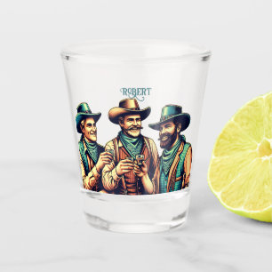  Cowboy Friends Drinking Shots Custom  Shot Glass