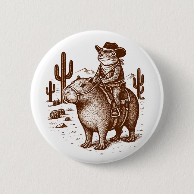 Cowboy Frog 6 Cm Round Badge (Front)