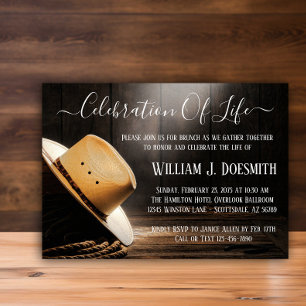 Cowboy Funeral Memorial Service Invitation