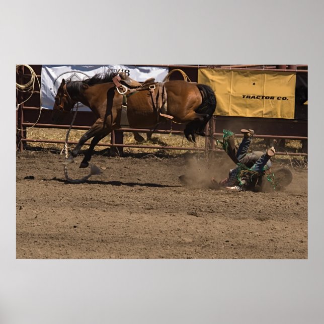 Cowboy Gets a Kick out of Bronc Riding Poster (Front)