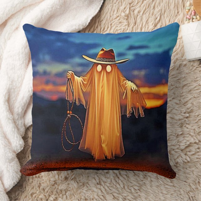 Cowboy Ghost at Sunset Design Cushion (Blanket)