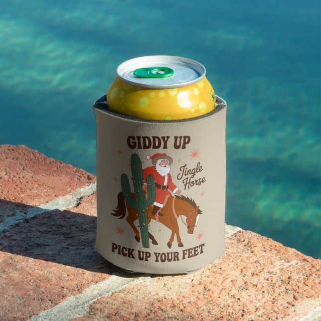 Cowboy Giddy Up Jingle Horse Pick Up Your Feet Can Cooler (In Situ Pool)