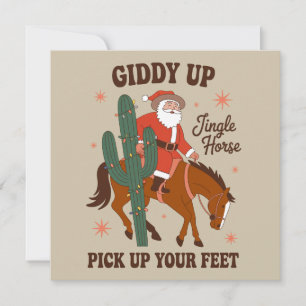 Cowboy Giddy Up Jingle Horse Pick Up Your Feet Holiday Card