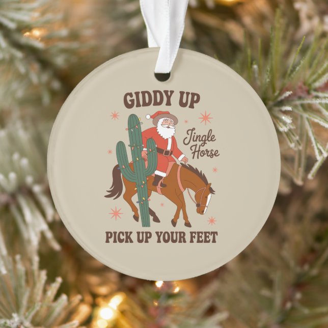Cowboy Giddy Up Jingle Horse Pick Up Your Feet Ornament (Tree)
