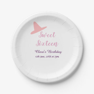 cowboy girl sweet 16th birthday pink purple name m paper plate