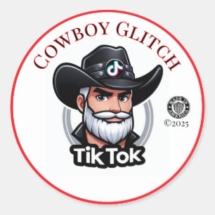 Cowboy Glitch   Round   Stickers