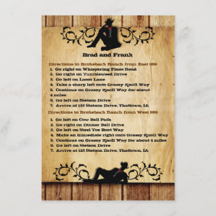Cowboy Grooms Gay Wedding Driving Directions Cards