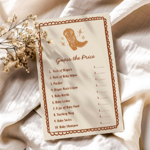 Cowboy Guess the Price Baby Shower Game