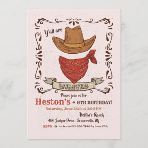Cowboy Hat and Bandanna Invitation